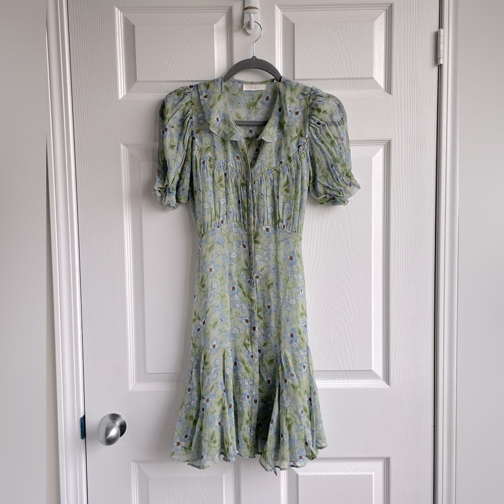 DOEN Mira Dress in Green Strawberry Moon Floral